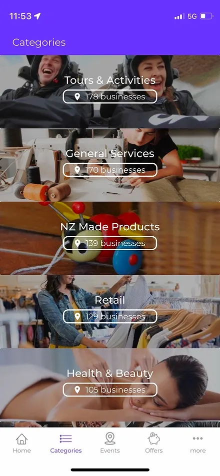 GoLocal categories
