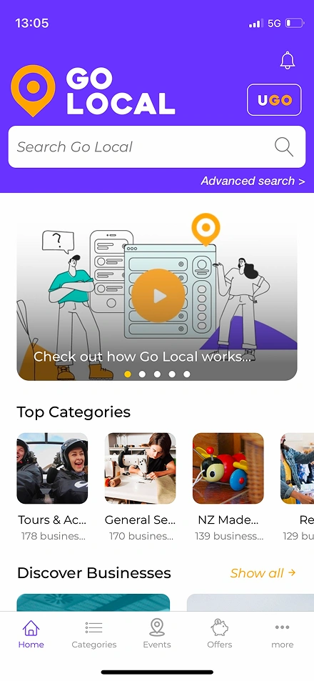 GoLocal app on iPhone
