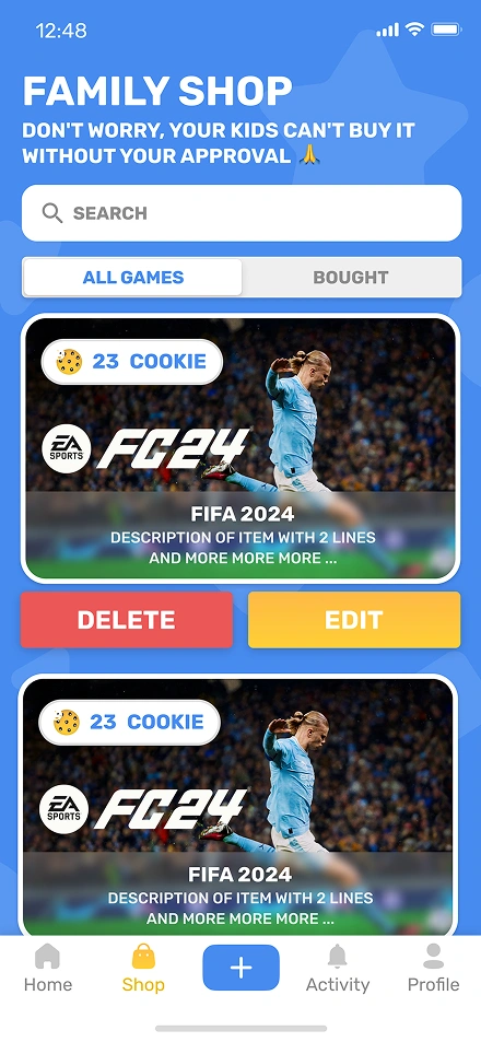 Mcookie task list home screen
